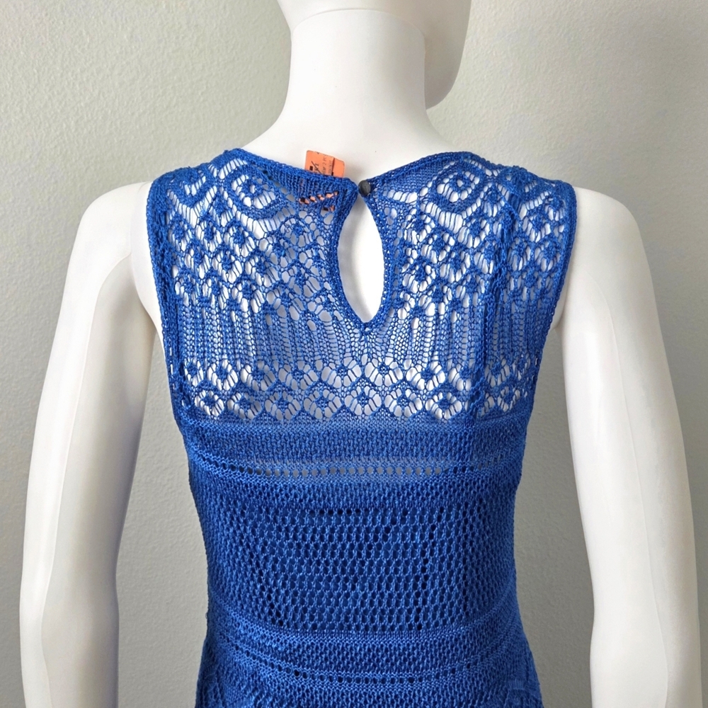 Ralph Lauren Beautiful Royal Blue Slip Dress With Long Knit Overlay, Size Small - Picture 7 of 16